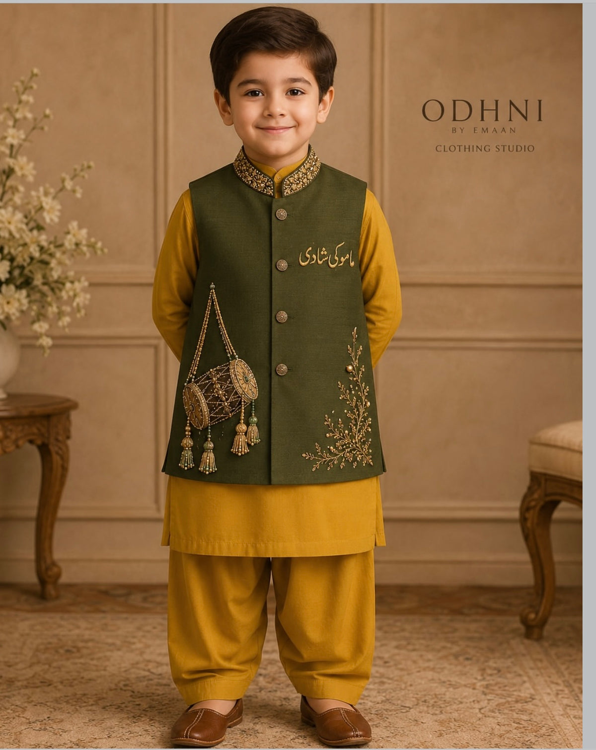 Dholak Beats Waistcoat Set 3pc