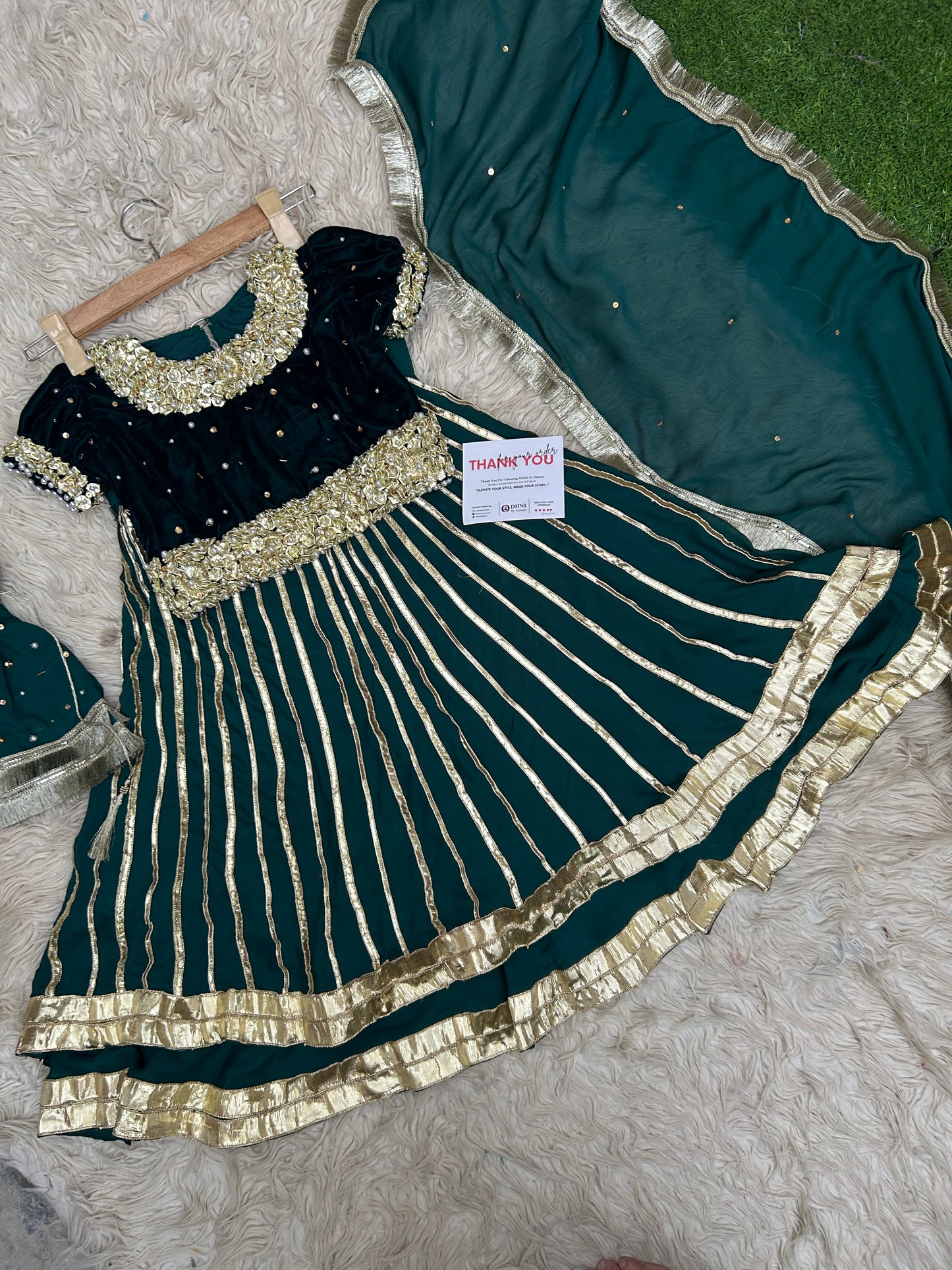 Zahra Makhmal Moti green